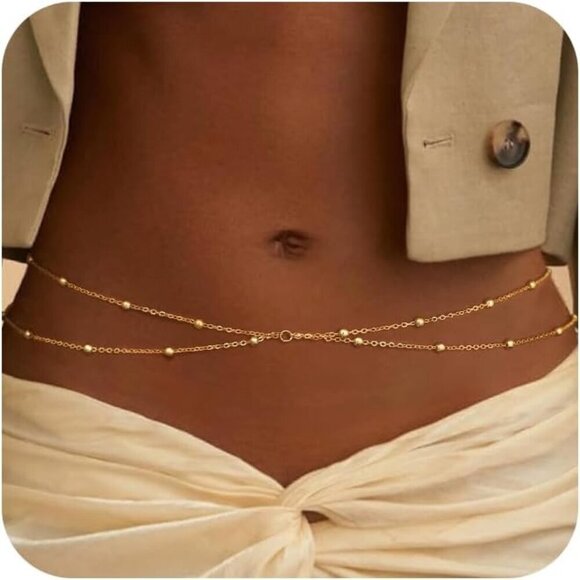 Jewelry - Dainty Gold Waist Chain Brass 26in Adjustable Body Jewelry for Summer Beach